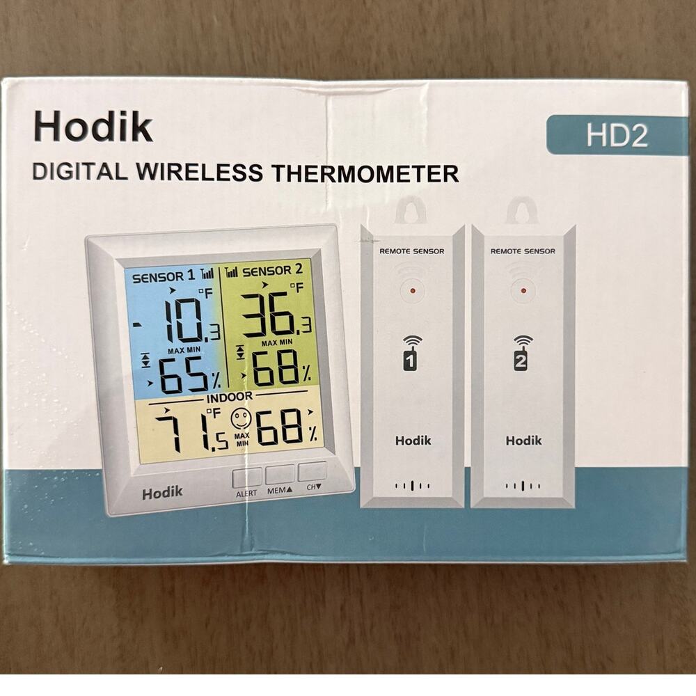 Hodik Digital Wireless Thermometer Refrigerator Freezer Alarm 2 Remote Sensors
